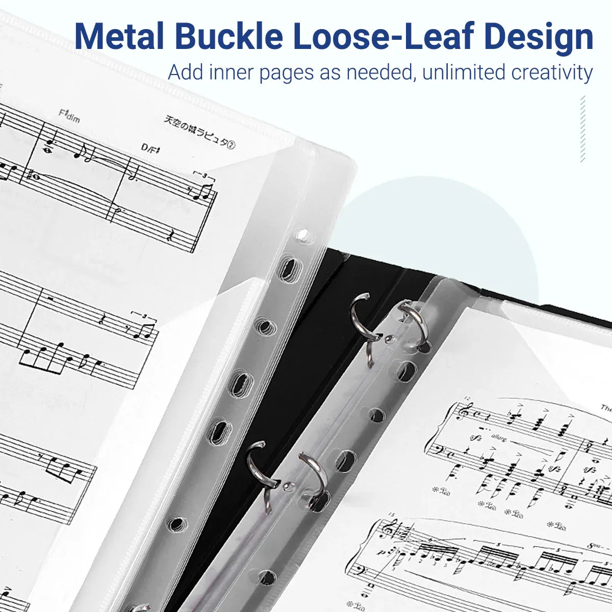 A4 Piano 4 Page Music Sheet Folder Binder Replaceable Inner Core Durable Use — product image 13