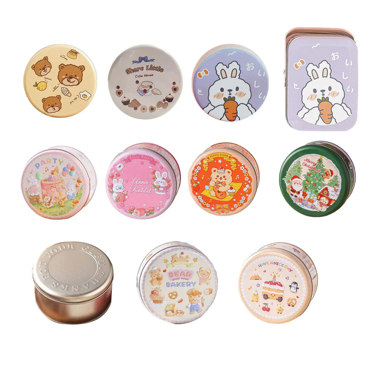 10PCS Cookie Tin Box Metal Biscuit Gift Box Candy Packaging Dragon Year Baking - Carrot Rabbit — product photo 3