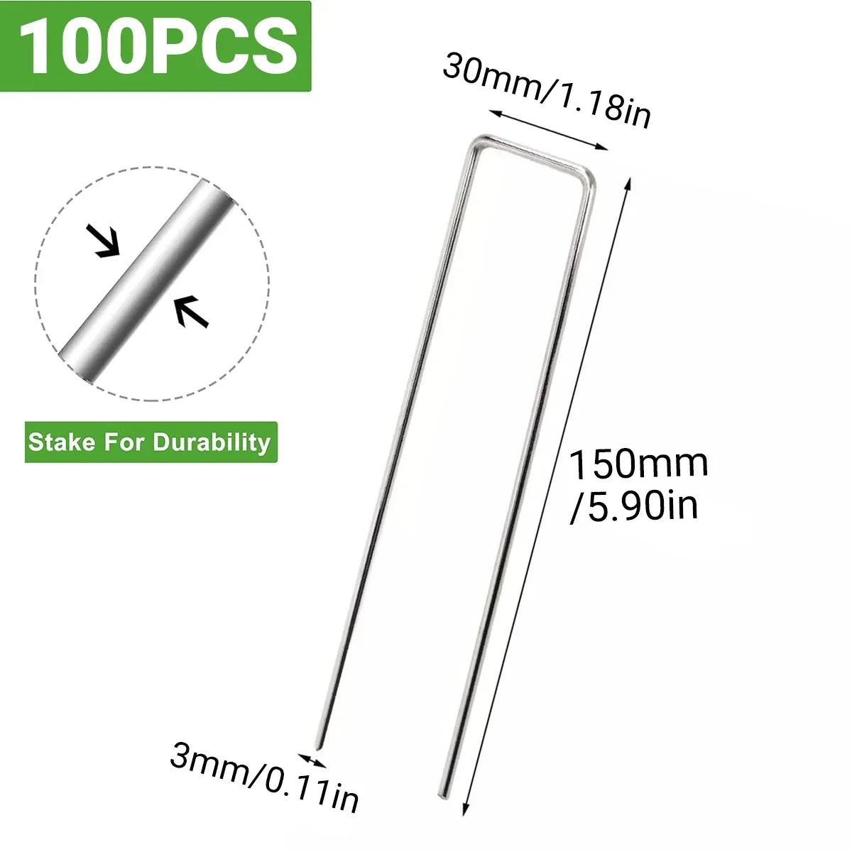100pcs U Shape Ground Stakes Gardening Spikes Landscape Anchor Pins — product photo 3