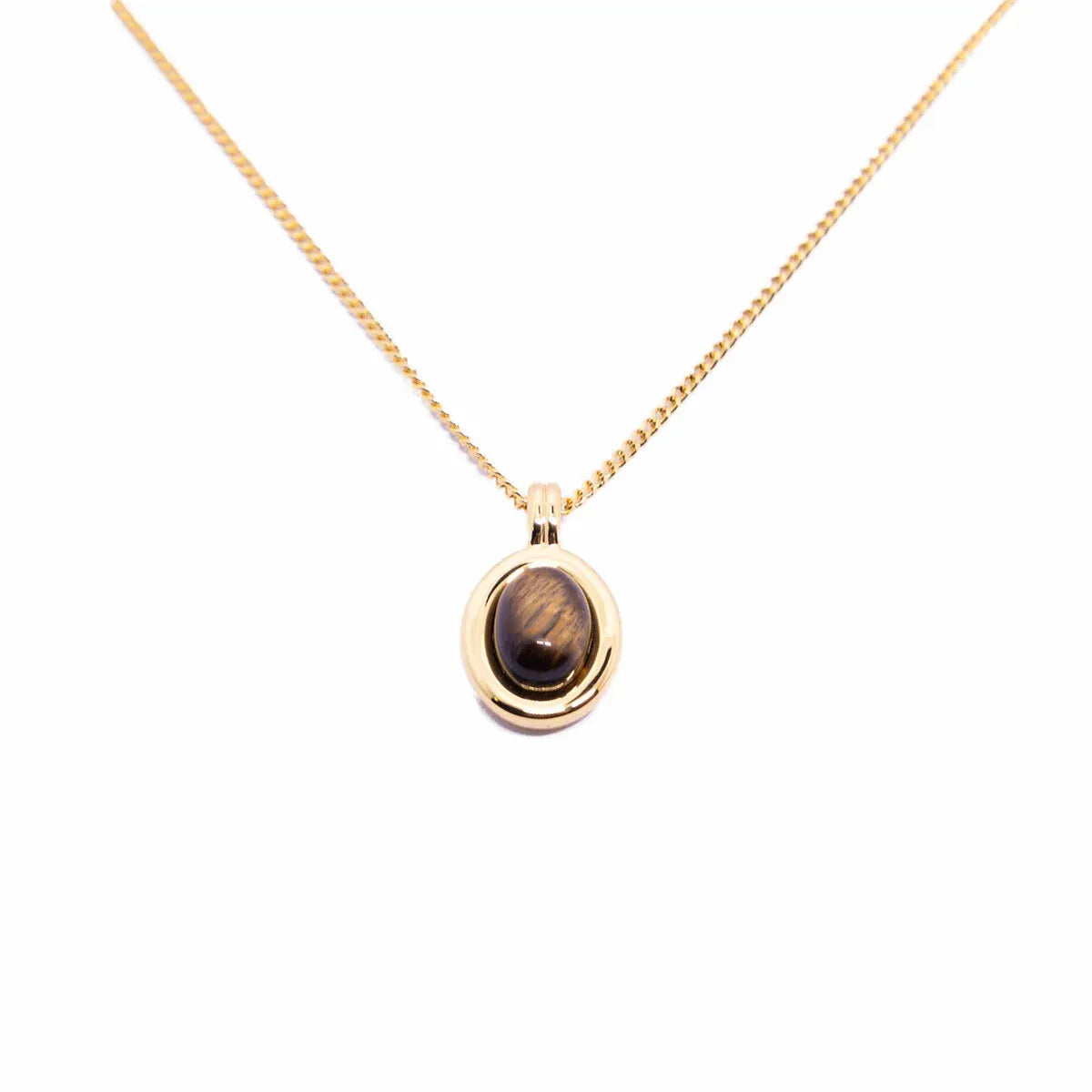 Vintage Brown Tiger-Eye-Style Pendant Necklace – Necklace Only — product image 1 of 12