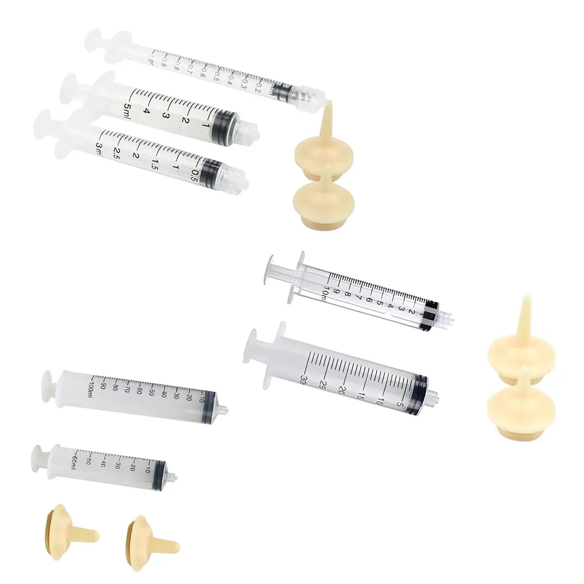 Puppy & Kitten Feeding Syringe & Silicone Nipple Set - Small, 5 Pieces