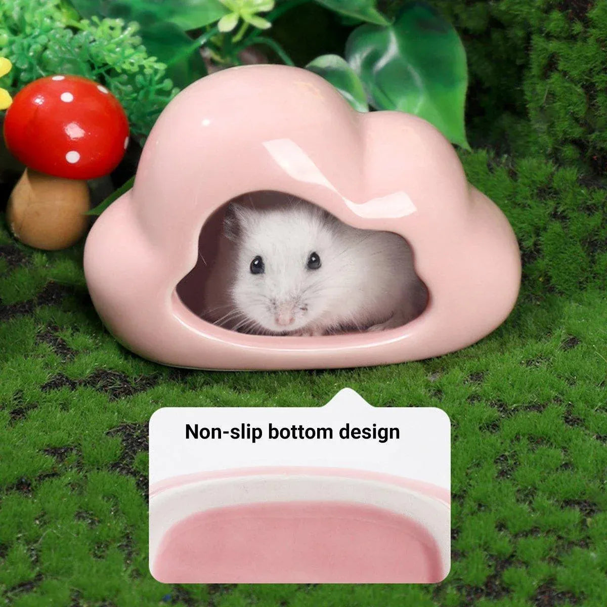 Ceramic Small Animal Hideout House - Cloud, 11 × 6.3 × 7 cm