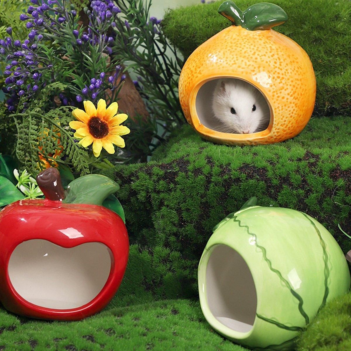 Ceramic Small Animal Hideout House - Cloud, 11 × 6.3 × 7 cm