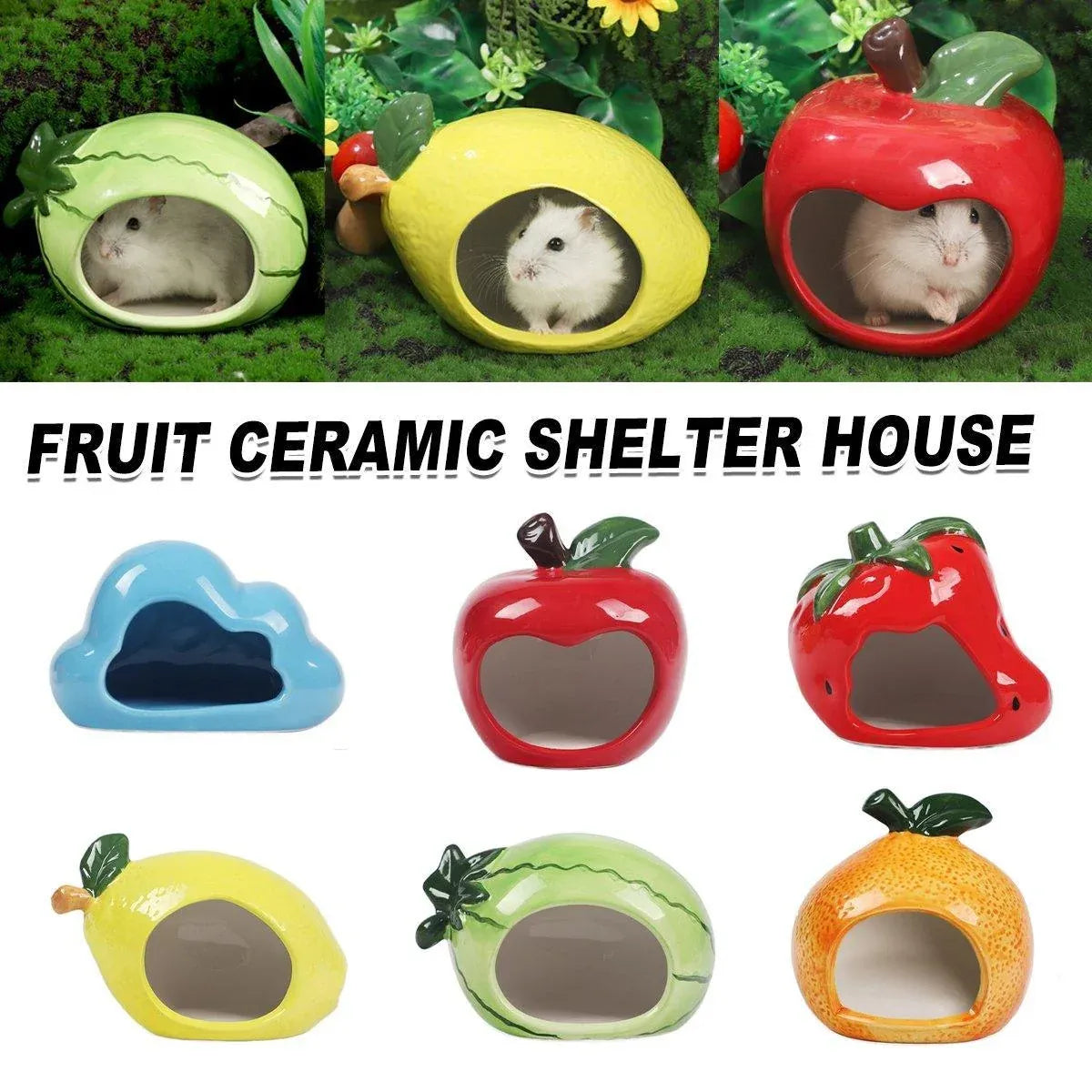 Ceramic Hamster Hideaway House - Lemon