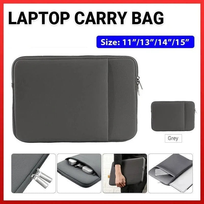 Grey Laptop Macbook Notebook Sleeve Bag Travel Carry Case Cover For 11 13 14 15 Inch Lap Top - 14Inch — product photo 2