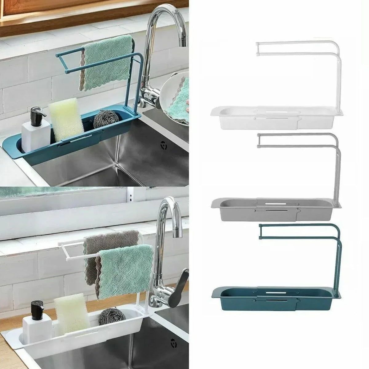 Telescopic Sink Rack Holder Expandable Storage Drain Basket Home Kitchen Kit - Grey — product image 6 of 13