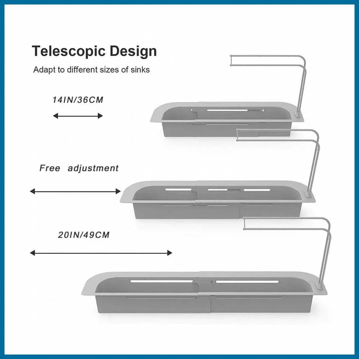 Telescopic Sink Rack Holder Expandable Storage Drain Basket Home Kitchen Kit - Grey — product image 8 of 13