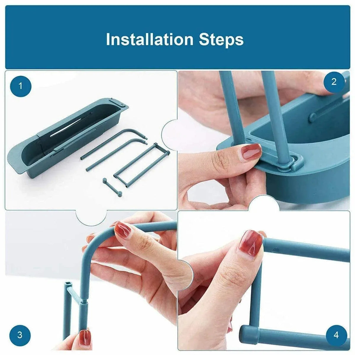 Telescopic Sink Rack Holder Expandable Storage Drain Basket Home Kitchen Kit - Grey — product image 9 of 13