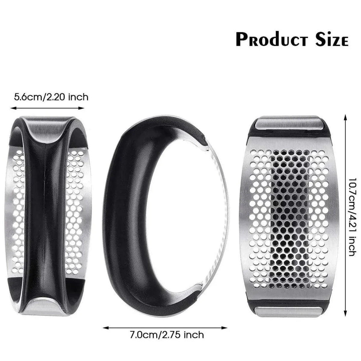 Stainless Steel Garlic Masher Press Crusher Squeezer Masher Kitchen Gadget - Silver
