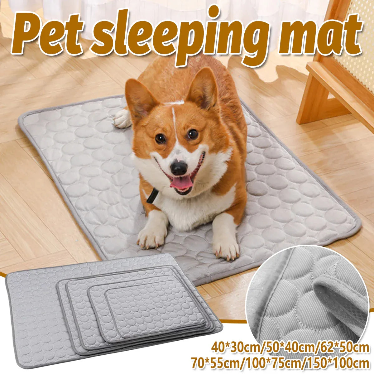 Breathable Grey Pet Sleeping & Cooling Mat - Small, 50 × 40 cm