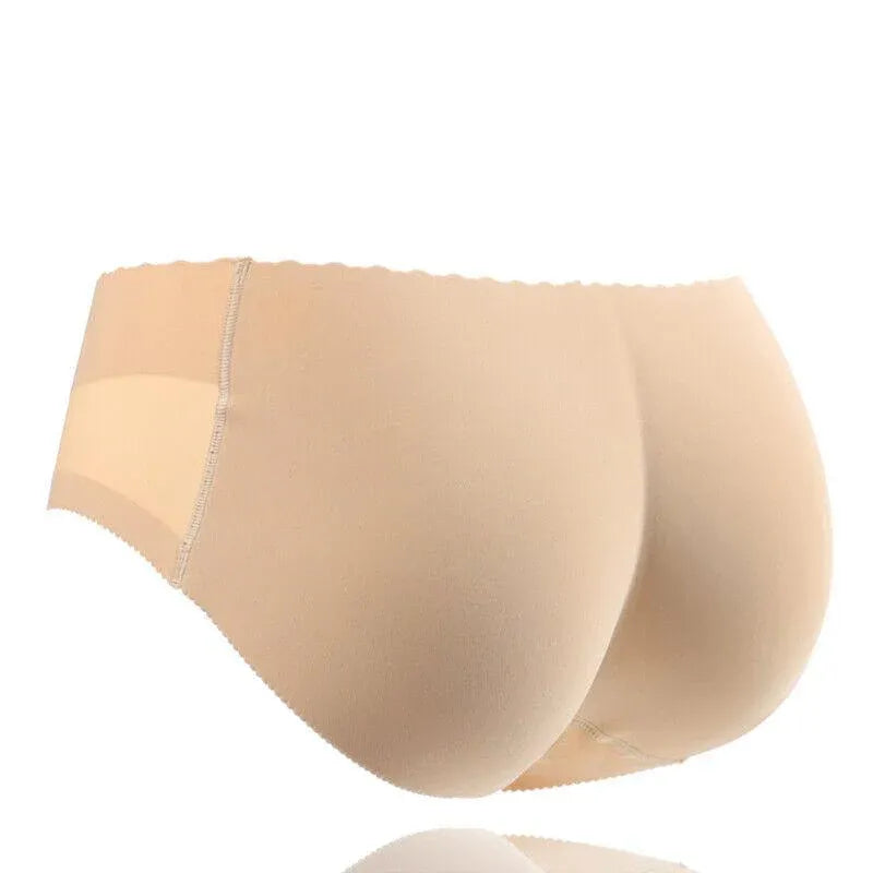 Beige Seamless Padded Butt Lifter Briefs Hip Enhancer Underwear for Women - XL ( Hipline:92-96cm )