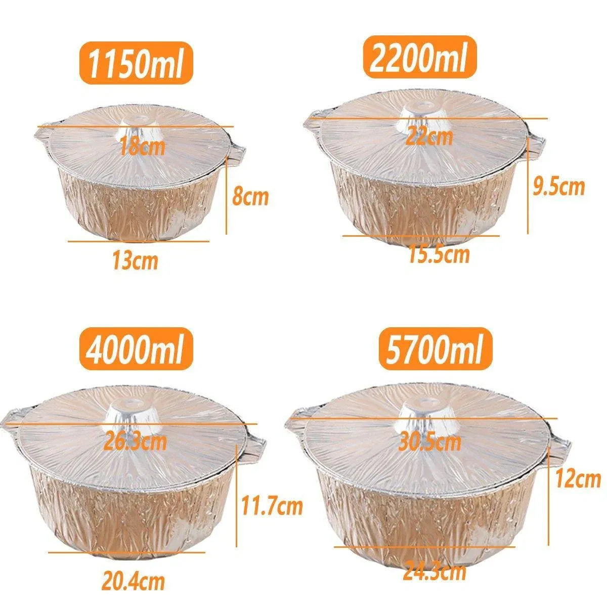 10PCS Duty Aluminum Foil Pots for Hotpot Camping Picnic Tinfoil field cutlery - 4000ml — product photo 4