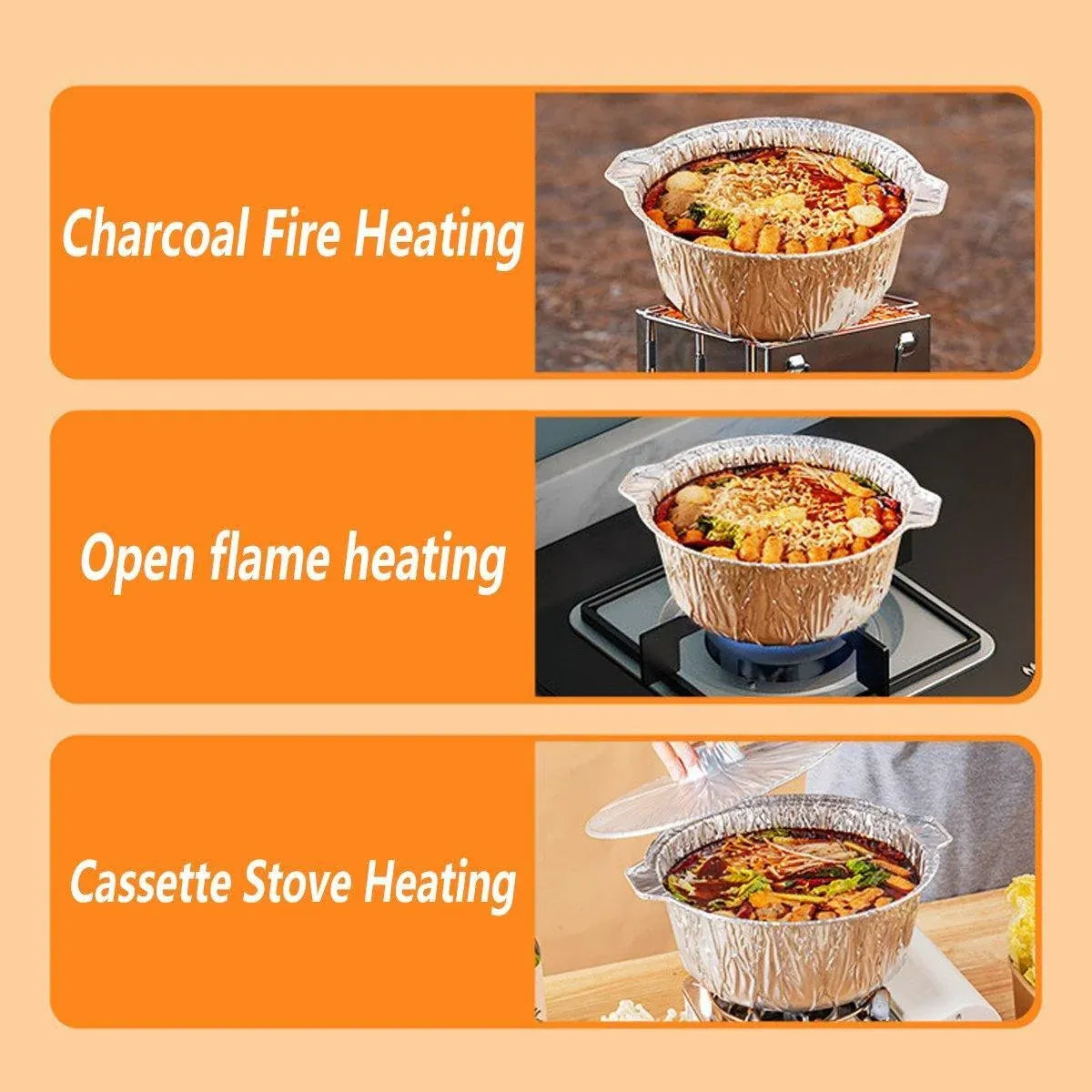 10PCS Duty Aluminum Foil Pots for Hotpot Camping Picnic Tinfoil field cutlery - 4000ml — product photo 9