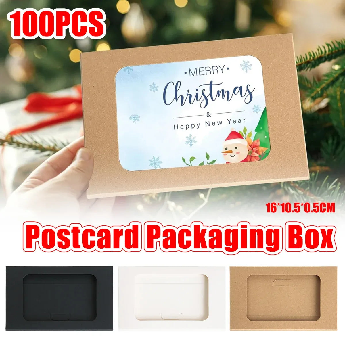 100PCS Windowed Postcard Mailing Box Cardboard Envelope for Packaging Craft Use - Kraft — product photo 2