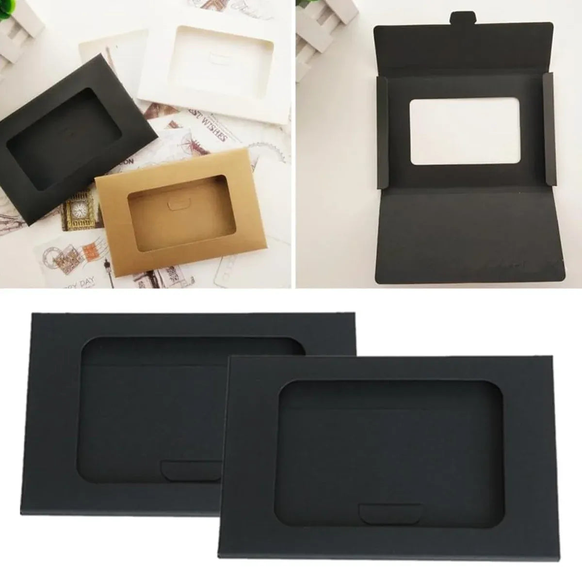 100PCS Windowed Postcard Mailing Box Cardboard Envelope for Packaging Craft Use - Kraft — product photo 7