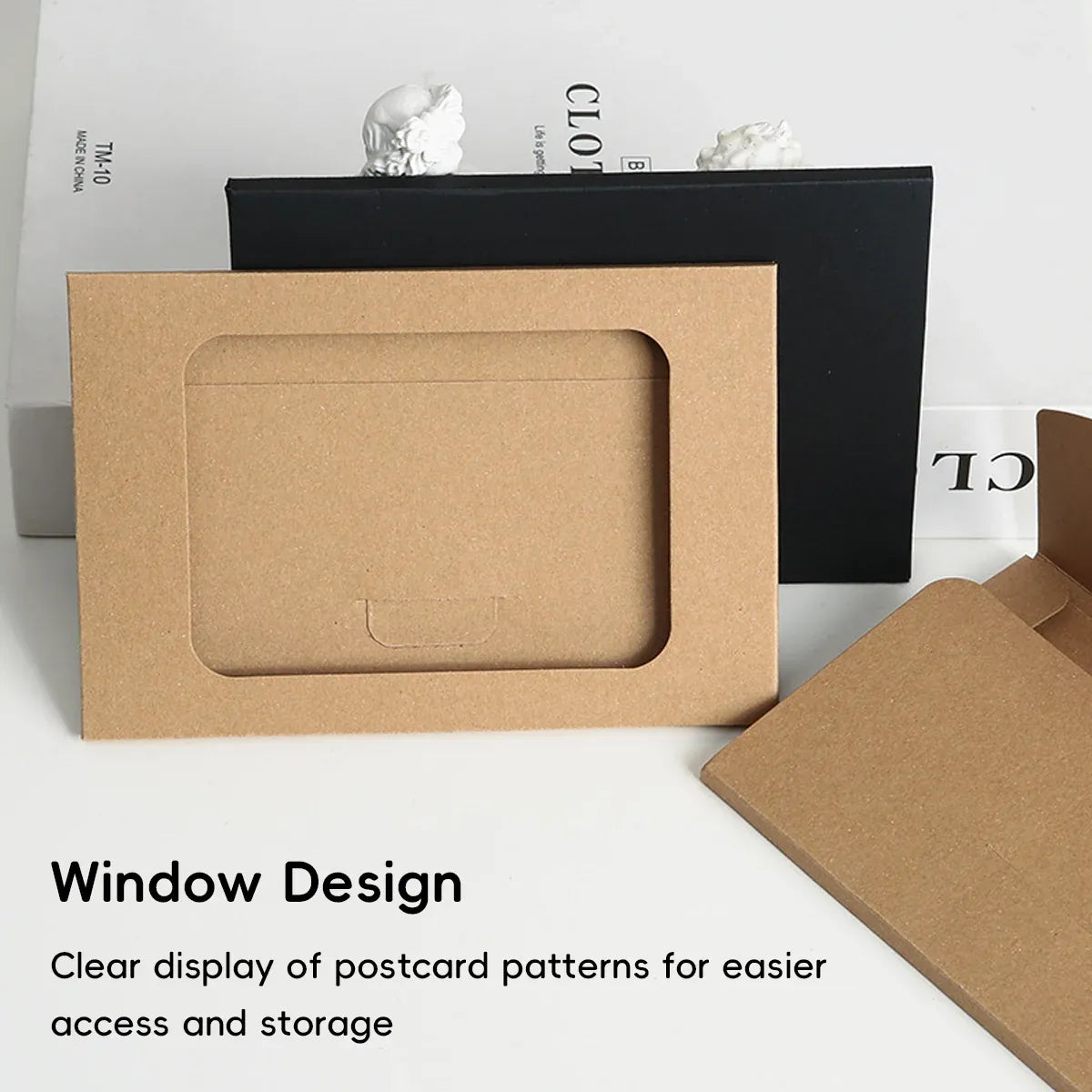 100PCS Windowed Postcard Mailing Box Cardboard Envelope for Packaging Craft Use - Kraft — product photo 8
