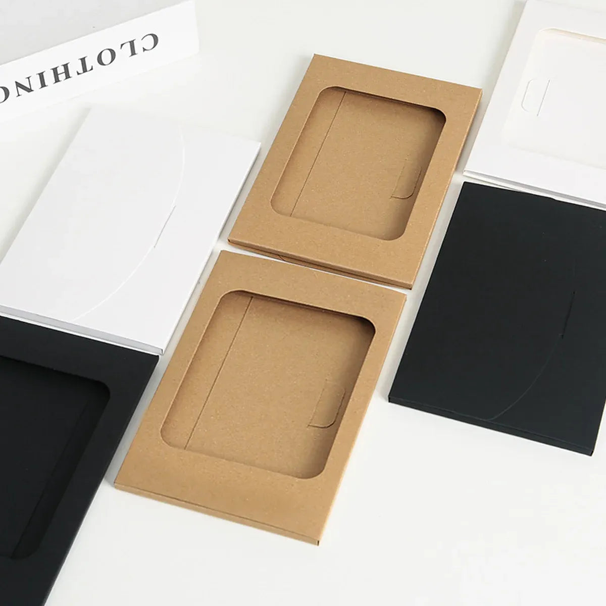 100PCS Windowed Postcard Mailing Box Cardboard Envelope for Packaging Craft Use - Kraft — product photo 12