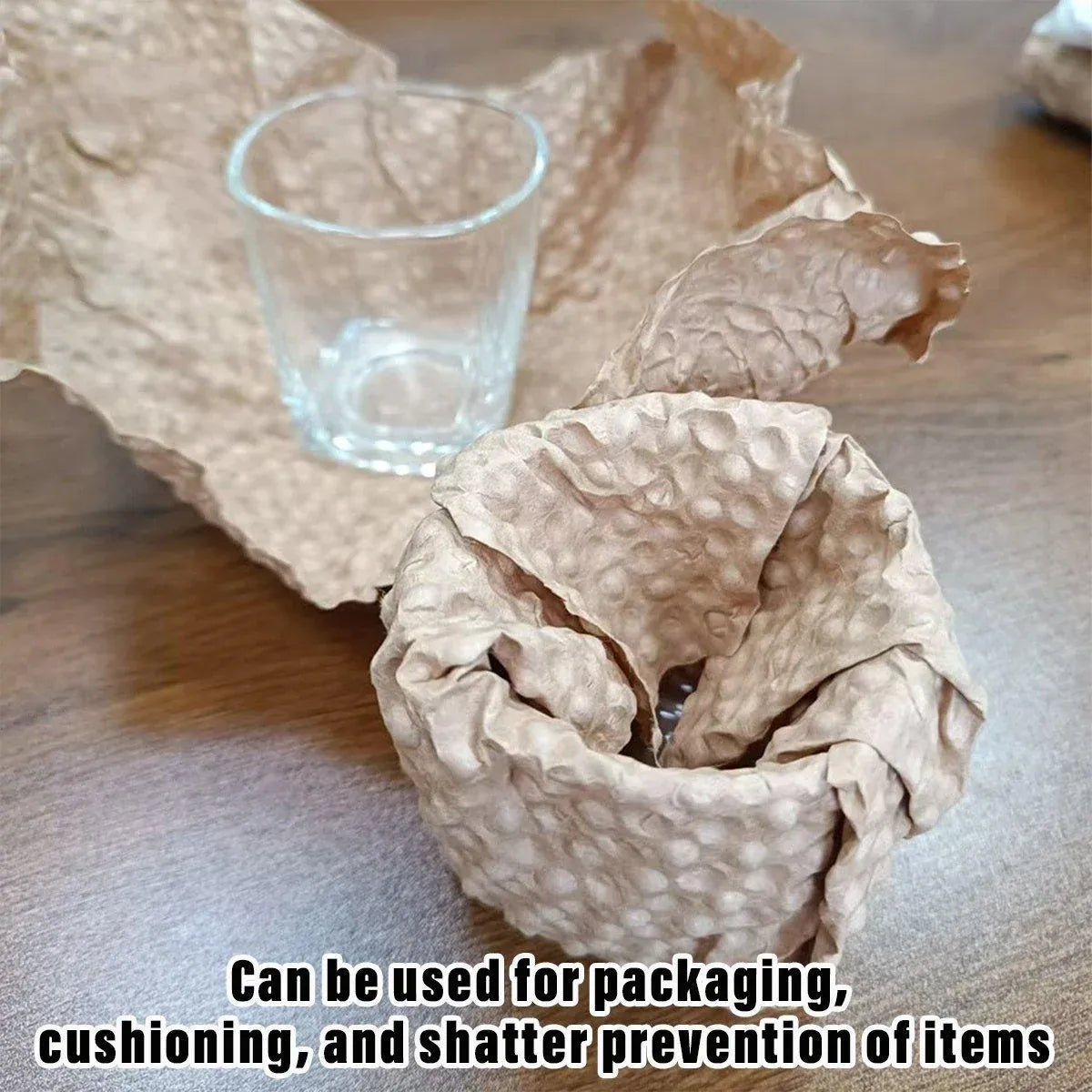 Cowhide Pressure Bubble Paper Roll Shock Absorbing Biodegradable Cushioning Wrap - 28x50m — product photo 11