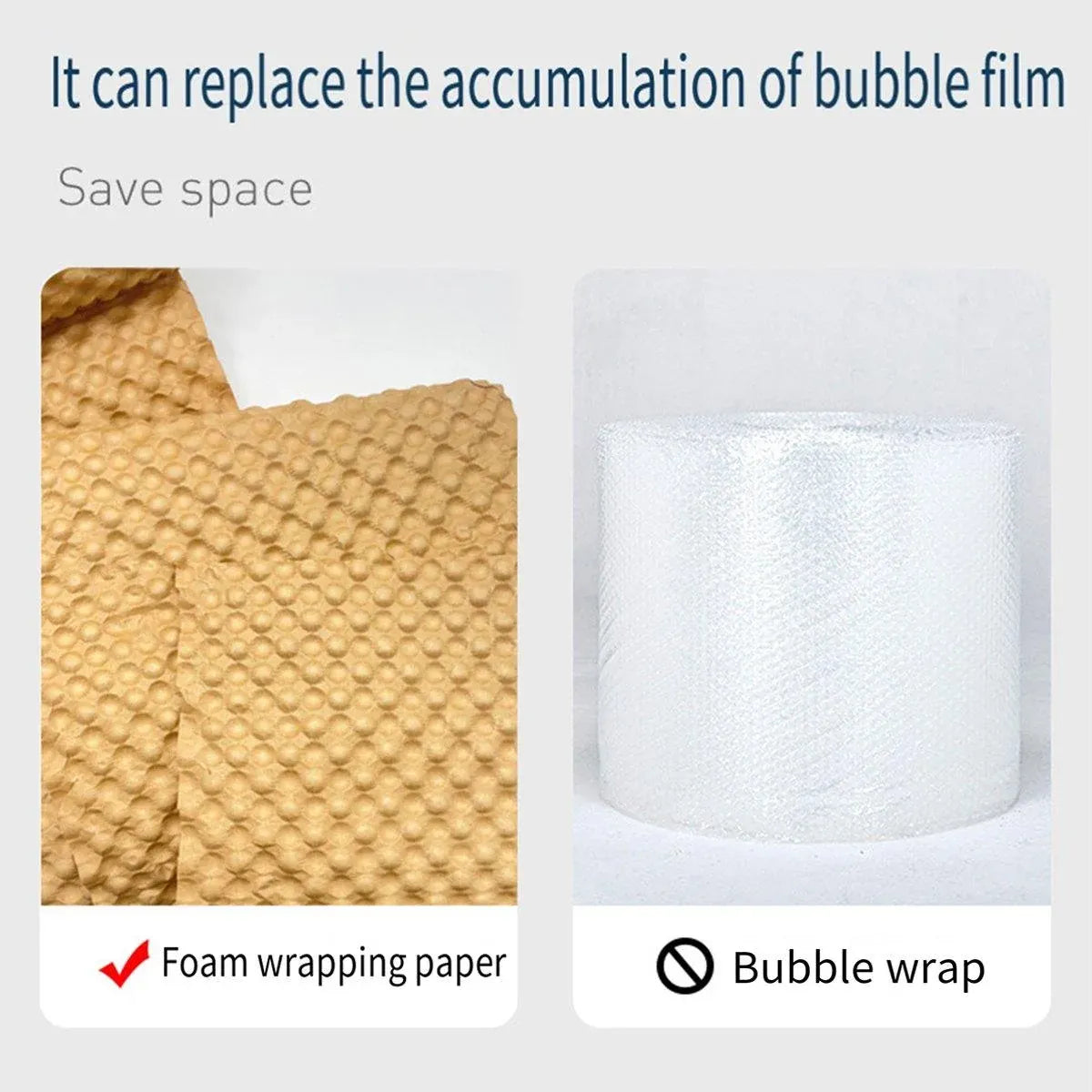 Cowhide Pressure Bubble Paper Roll Shock Absorbing Biodegradable Cushioning Wrap - 28x50m — product photo 13