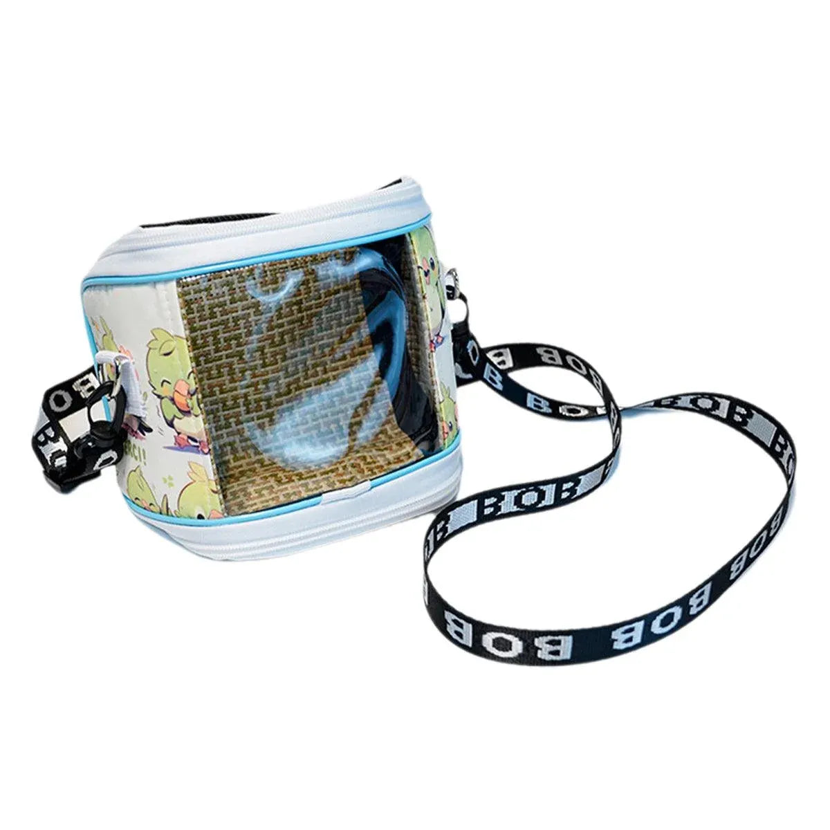 Compact Transparent-Panel Bird Travel Carrier Bag - 16 × 13 × 9 cm