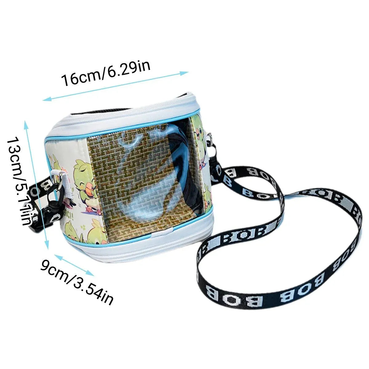 Compact Transparent-Panel Bird Travel Carrier Bag - 16 × 13 × 9 cm