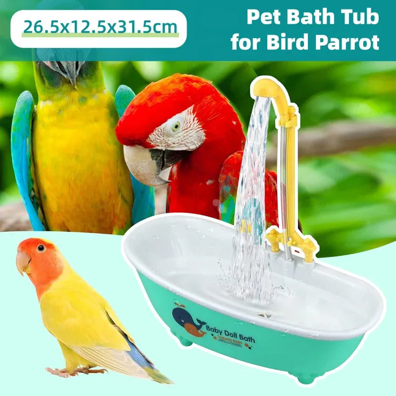 Electric Circulating Bird Bath with Rotating Faucet - Green, 26.5 cm