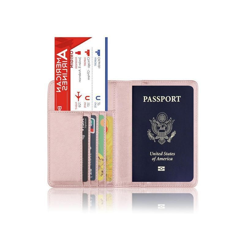 RFID Passport Holder Slim Leather Travel Wallet ID Card Cover Case for Men Women - Green