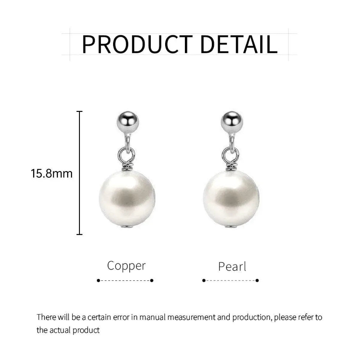 Simple Fashion Pearl Earrings Elegant High Grade Jewelry for Women Ladies - Silver