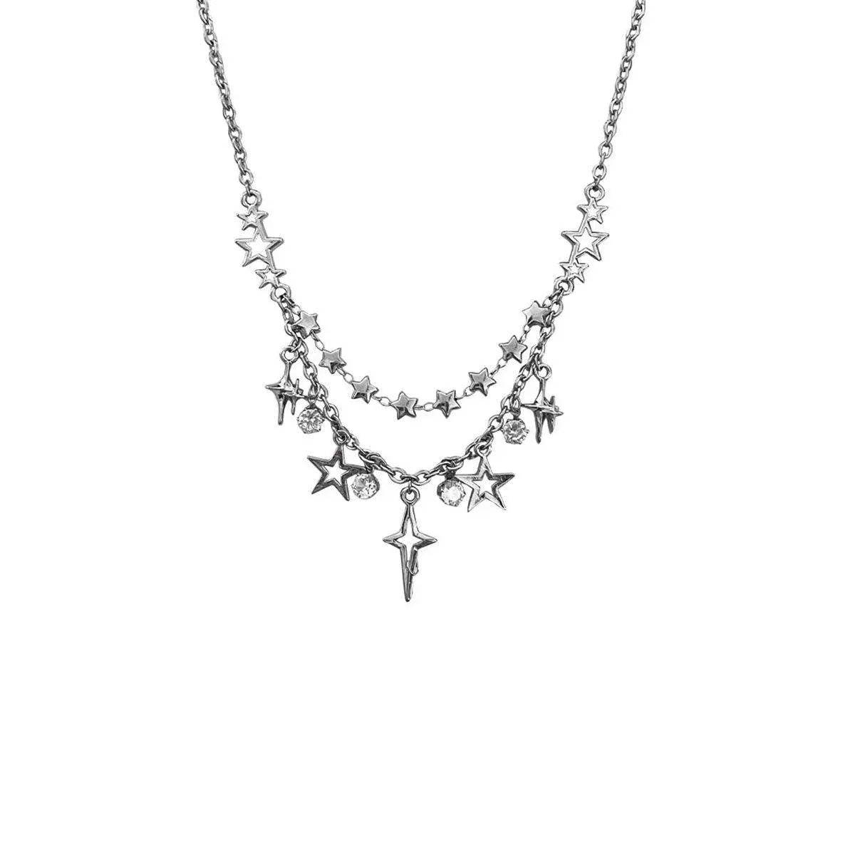 Stylish Star Tassel Geometric Necklace Chain Fashion Jewelry for Women and Girls