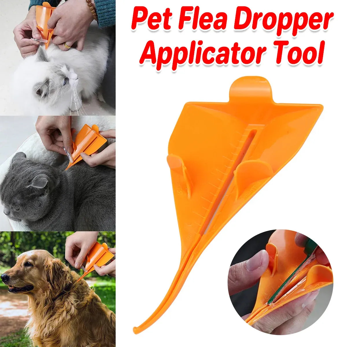Topical Pet Treatment Applicator & Fur-Parting Tool - Orange, 14.5 cm