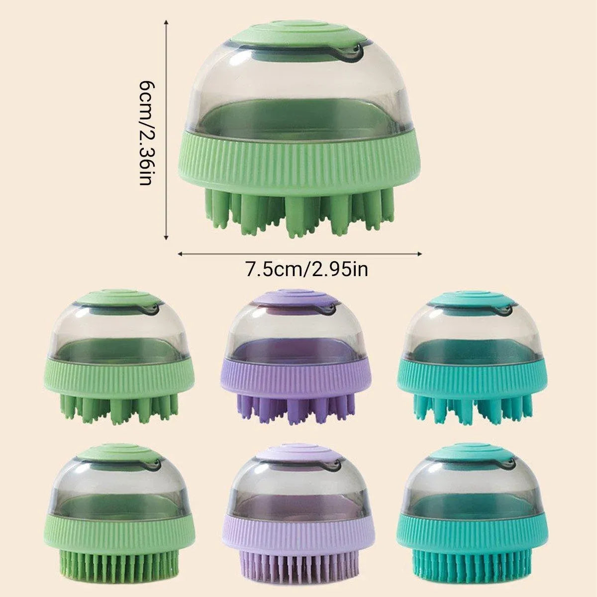 Pet Bath Massage Shampoo Dispensing Brushes, 2-Pack - Blue
