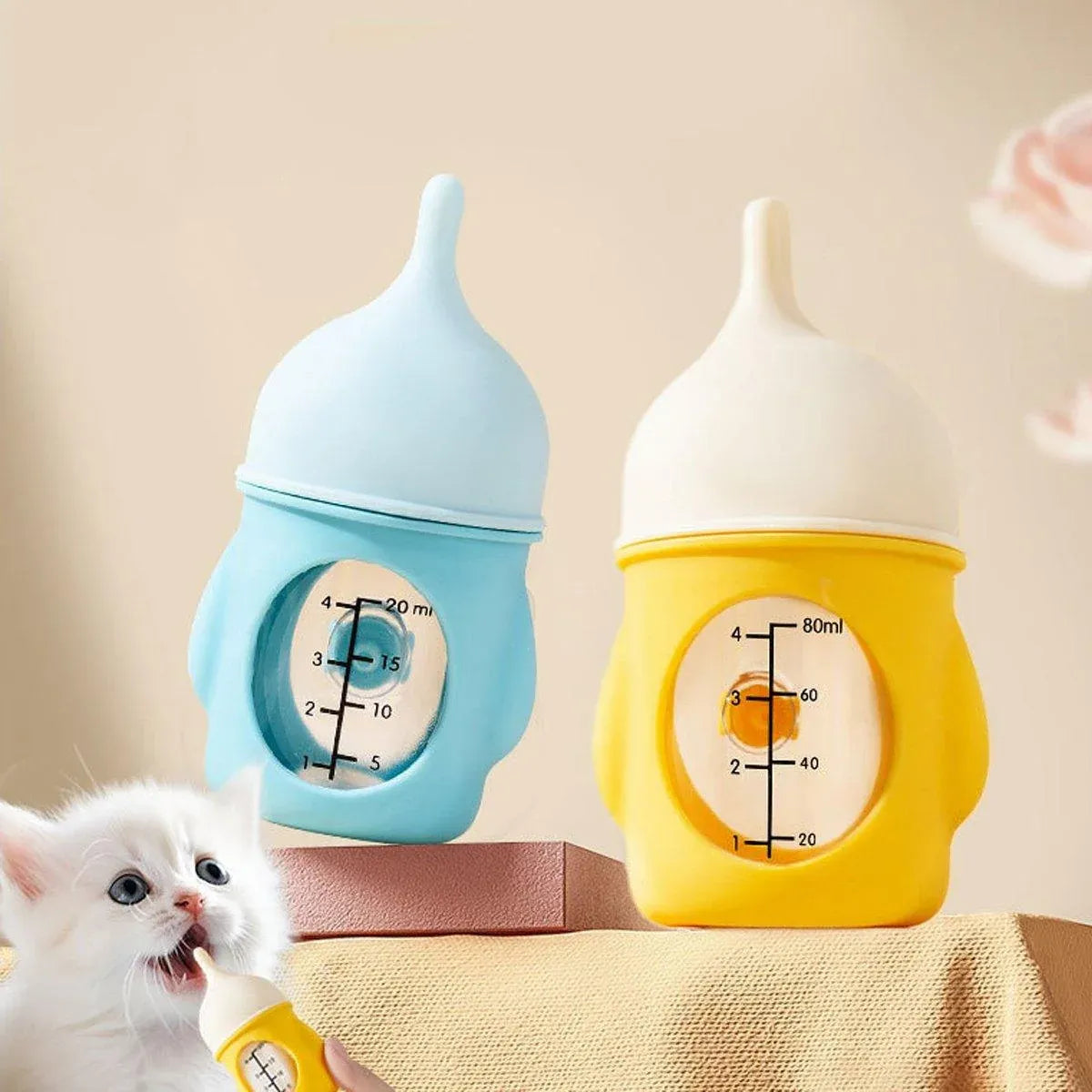 Silicone Puppy & Kitten Milk Feeding Bottle - 20 ml, Pink