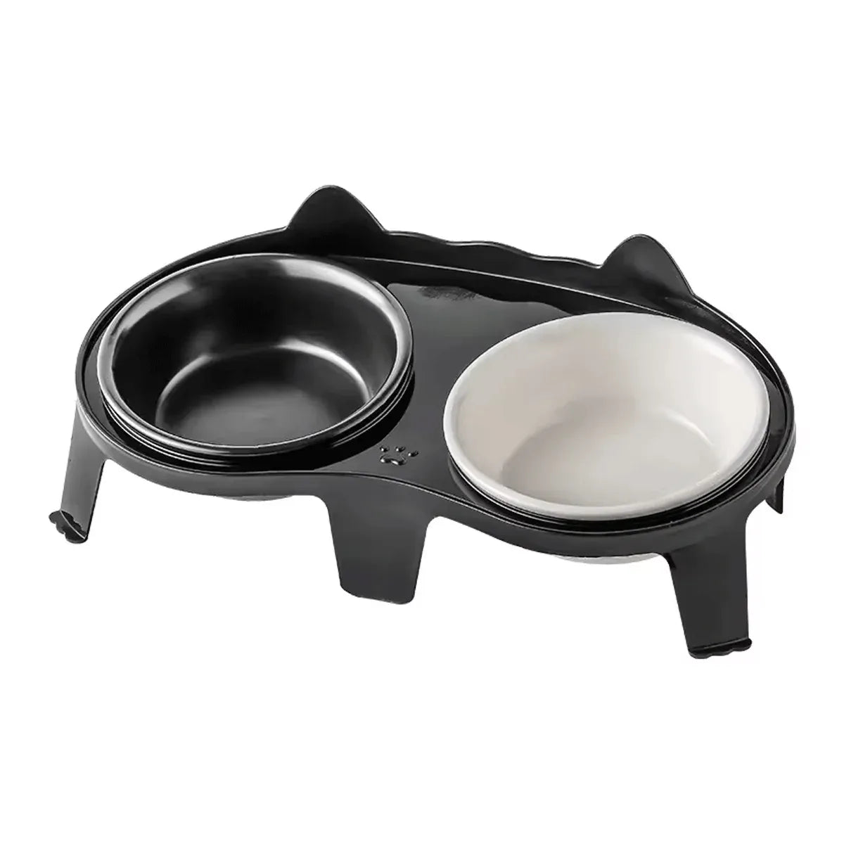 Raised Ceramic Double Pet Feeding Bowl Set with Stand - 28 cm