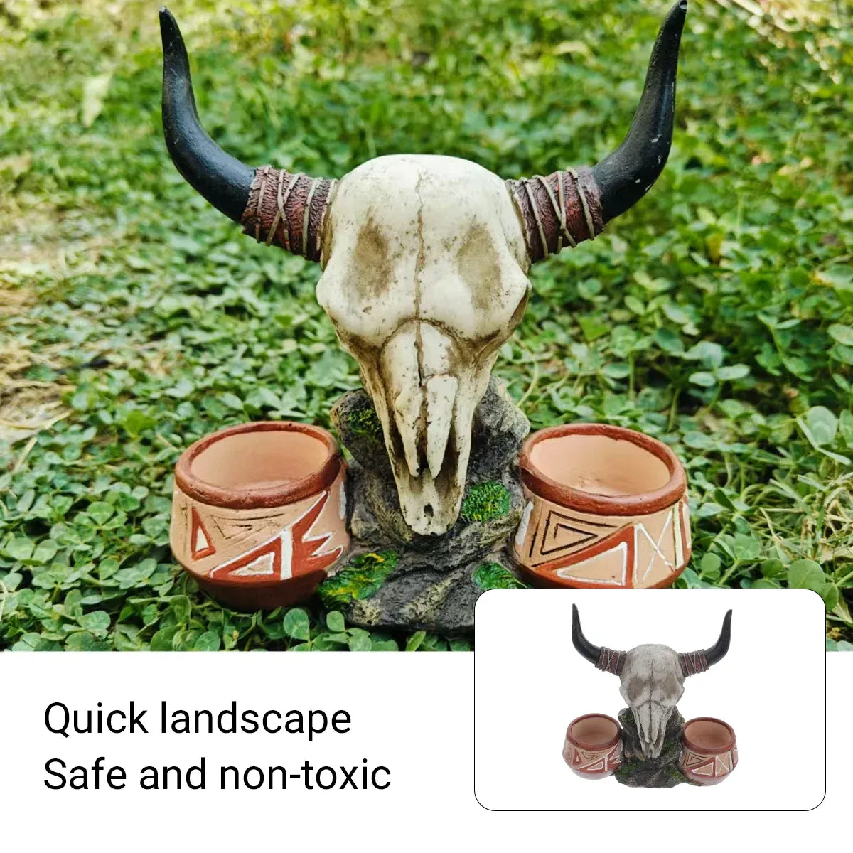 Bull-Skull Reptile Feeding & Water Bowl Display - 17 cm