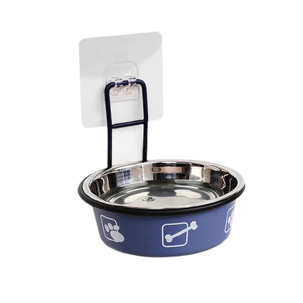 Hanging Stainless Steel Pet Feeding Bowl - Blue, 12 cm