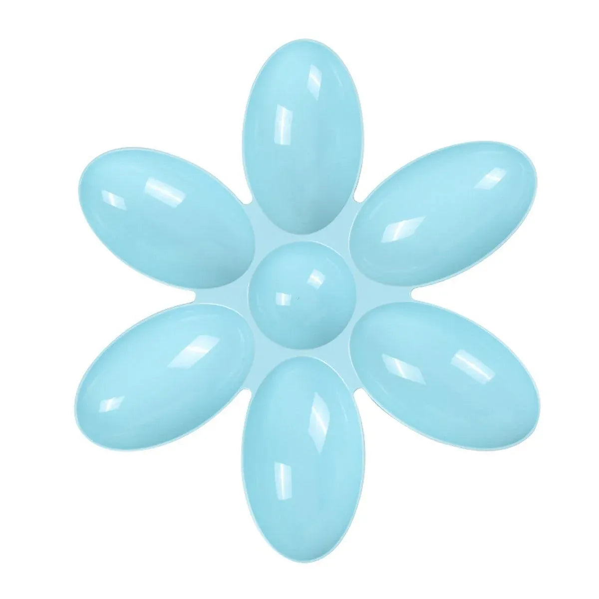 Petal-Shaped Seven-Section Multi-Pet Feeding Bowl - Blue, 42 cm