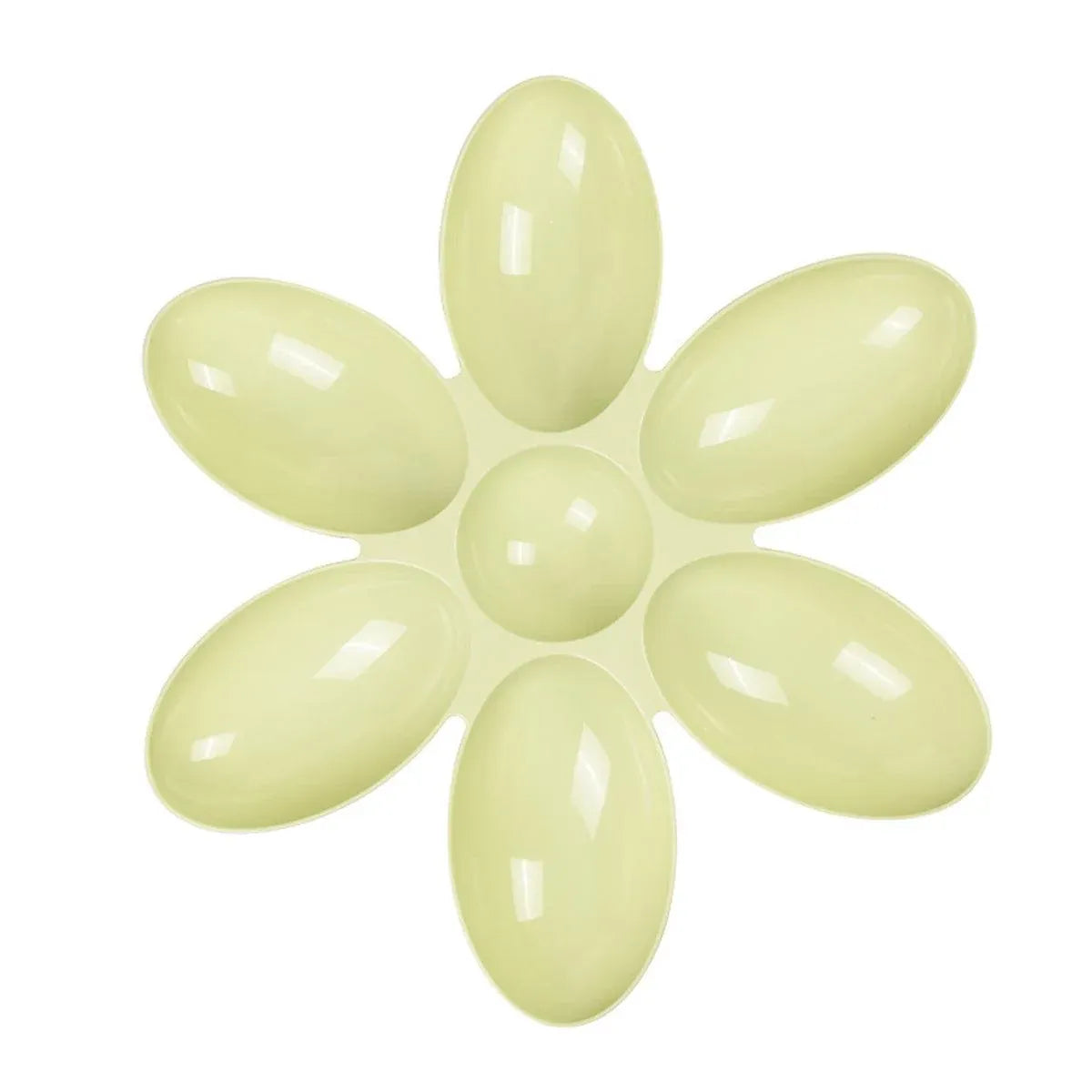 Petal-Shaped Seven-Section Multi-Pet Feeding Bowl - Green, 42 cm