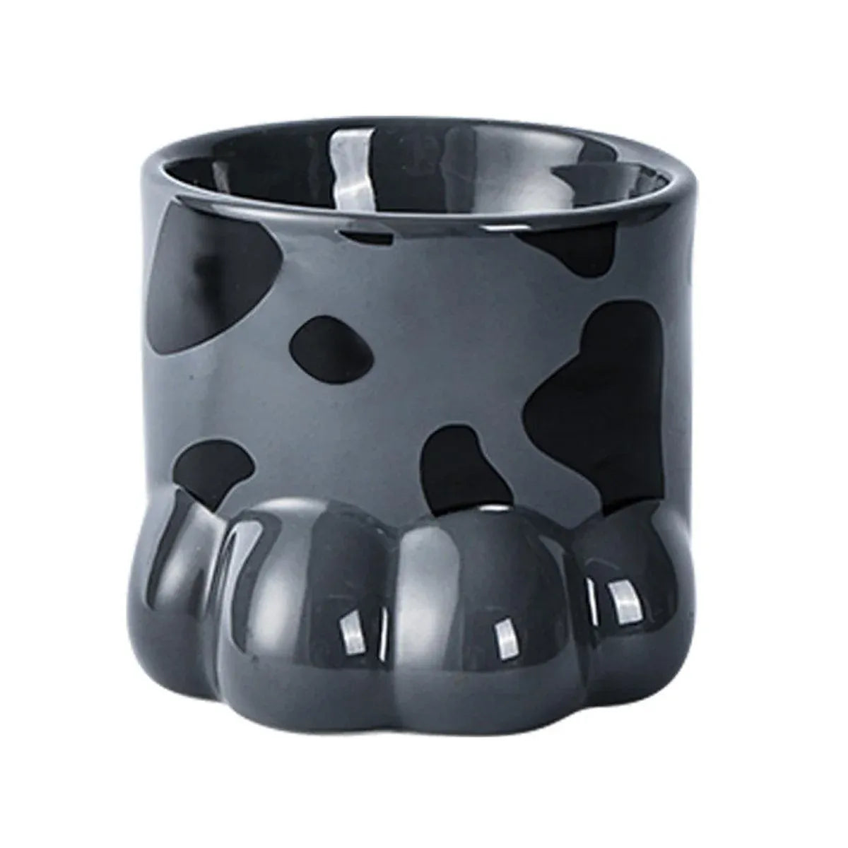 Paw-Shaped Ceramic Cat Food & Water Bowl - Grey, 260 mL