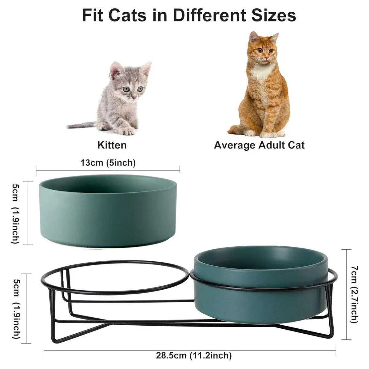 Elevated Ceramic Double Pet Bowl Set with Metal Stand - Pink, 2 × 400 mL