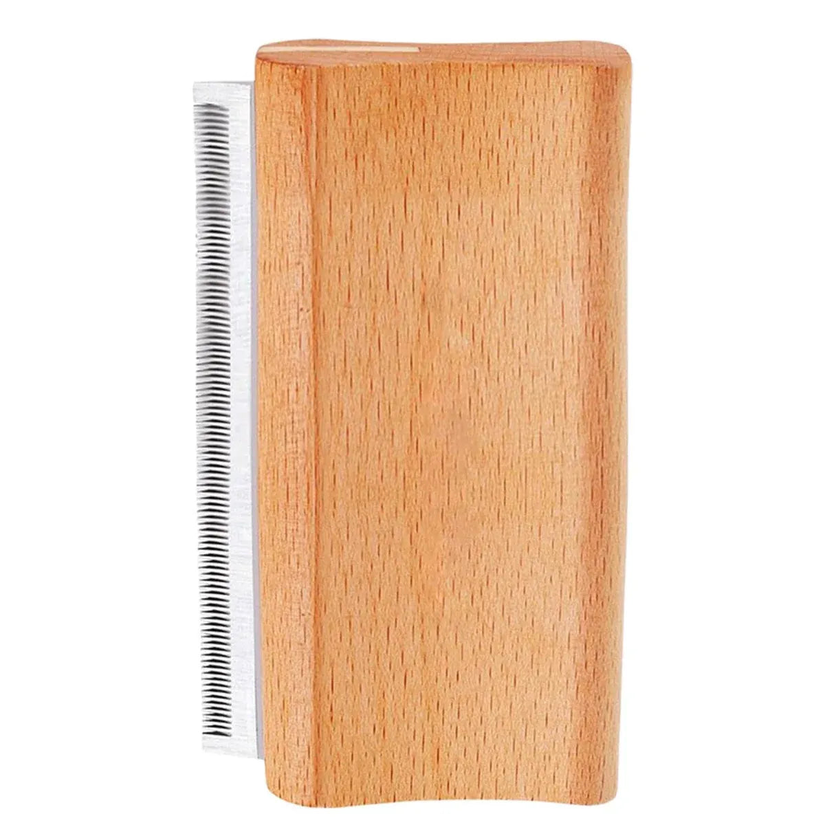 Beech-Handle Stainless-Steel Pet Grooming Brush - 13.5 cm
