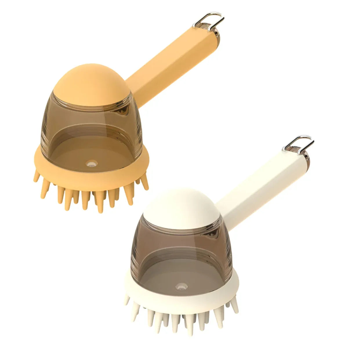 Shampoo-Dispensing Pet Bath & Grooming Brush - Beige