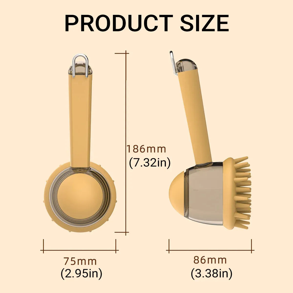 Shampoo-Dispensing Pet Bath & Grooming Brush - Beige