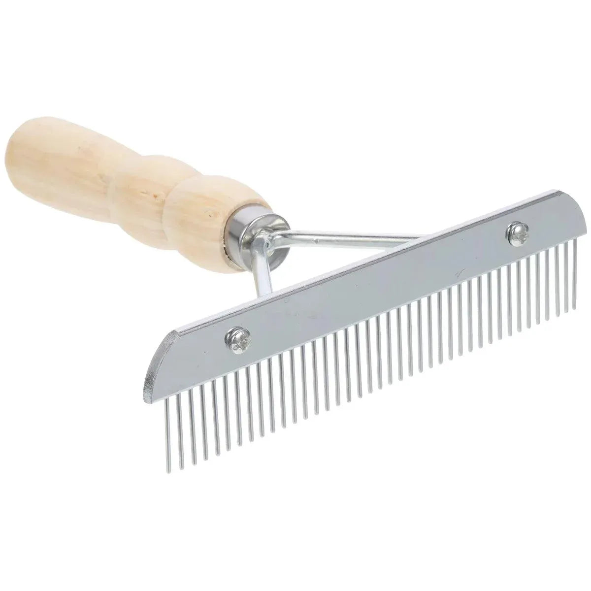 Wood-Handle Pet Grooming Rake & Deshedding Comb