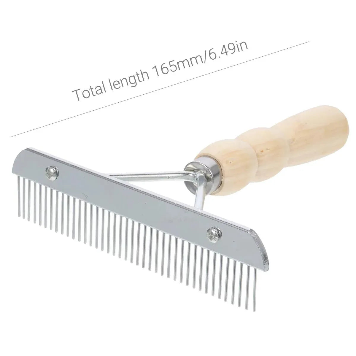 Wood-Handle Pet Grooming Rake & Deshedding Comb