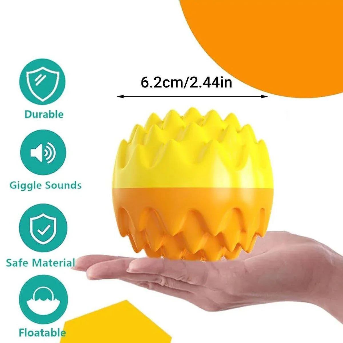 Sound-Making Rubber Dog Play Ball - Blue, 6.2 cm