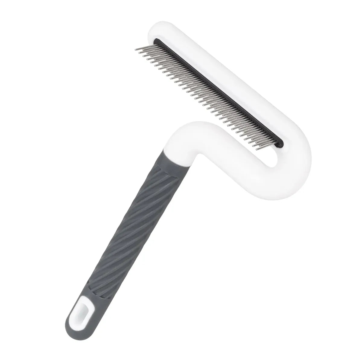 T-Handle Dual-Length Pet Grooming Rake Comb - Grey, 18.5 cm