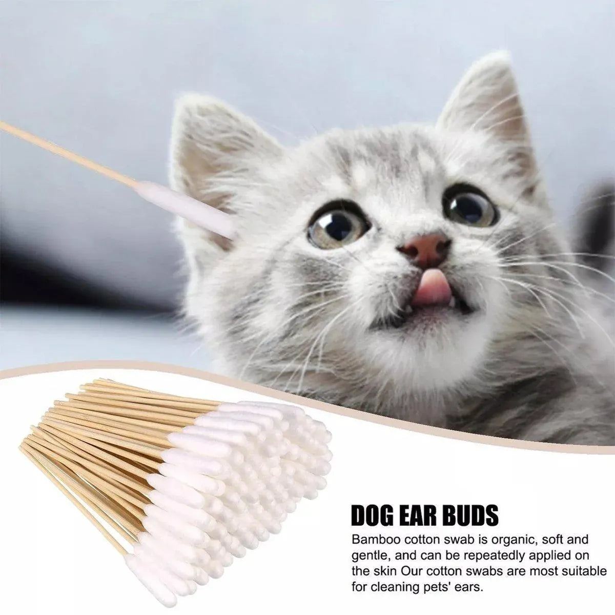 Disposable Pet Grooming Cotton Swabs, 200-Pack