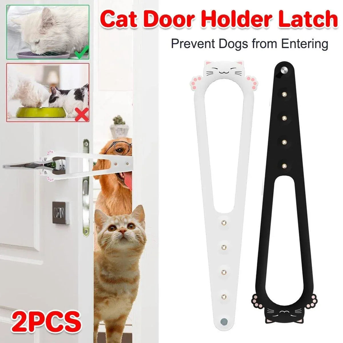 Adjustable Cat Door Gap Strap – Black, 2-Piece Set