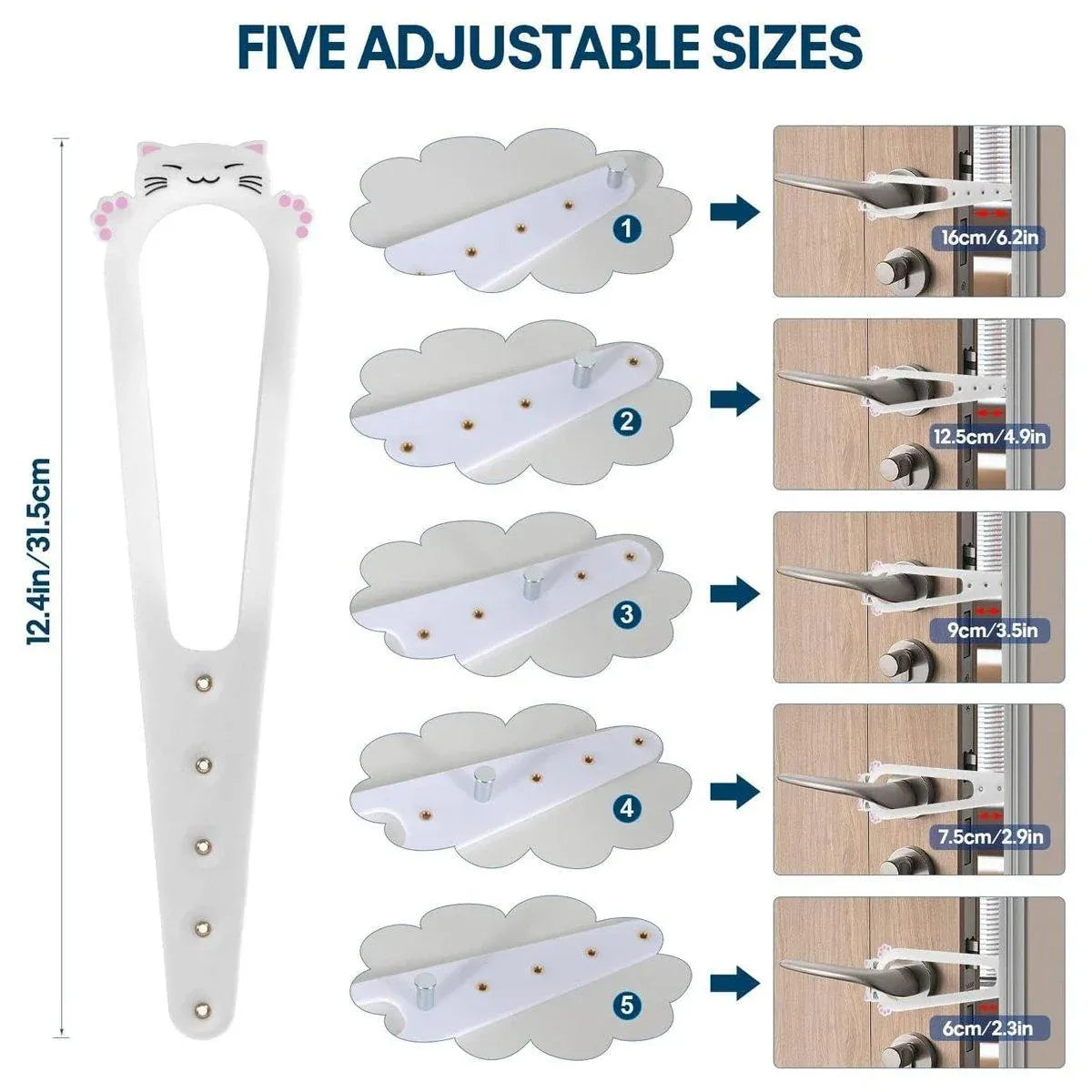 Adjustable Cat Door Gap Strap – Black, 2-Piece Set