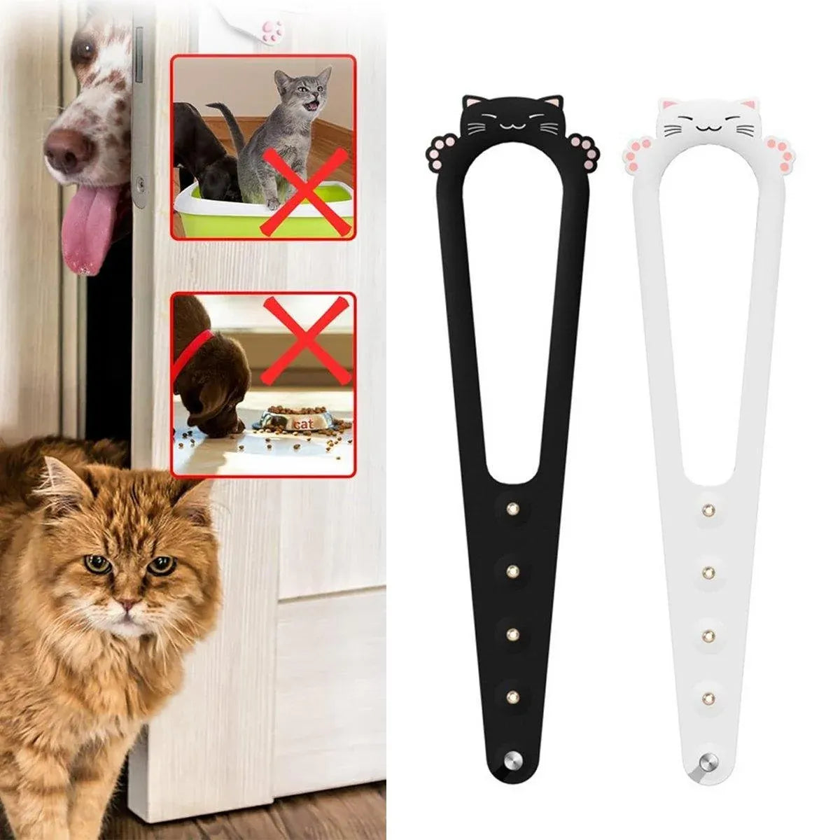 Adjustable Cat Door Gap Strap – Black, 2-Piece Set